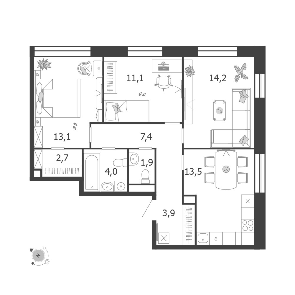 Планировка 71.8 м²