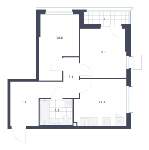 Планировка 49.9 м²