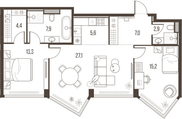 Планировка 83.4 м²