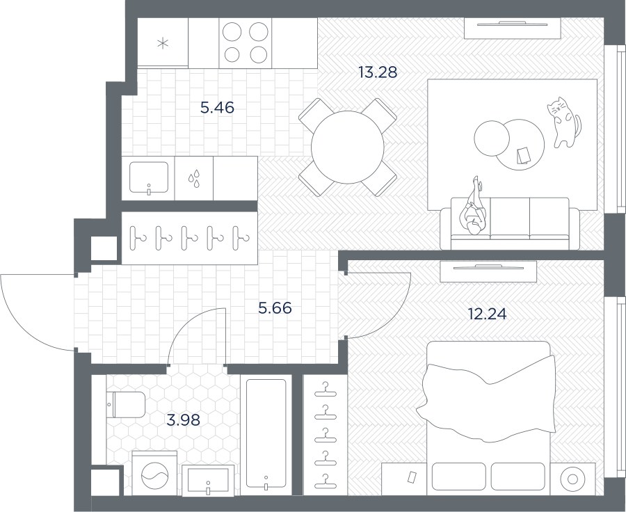 Планировка 40.62 м²