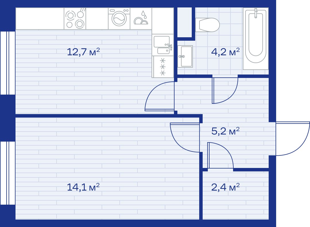 Планировка 39.0 м²