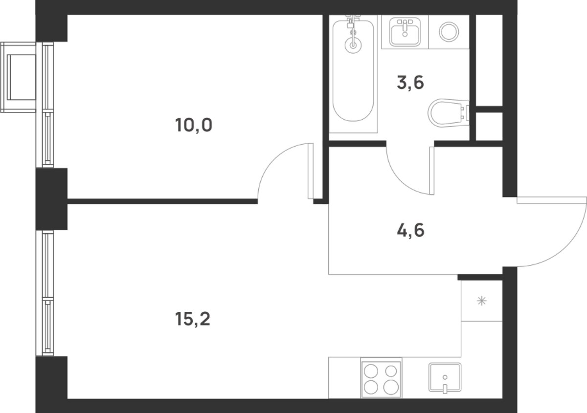 Планировка 33.4 м²
