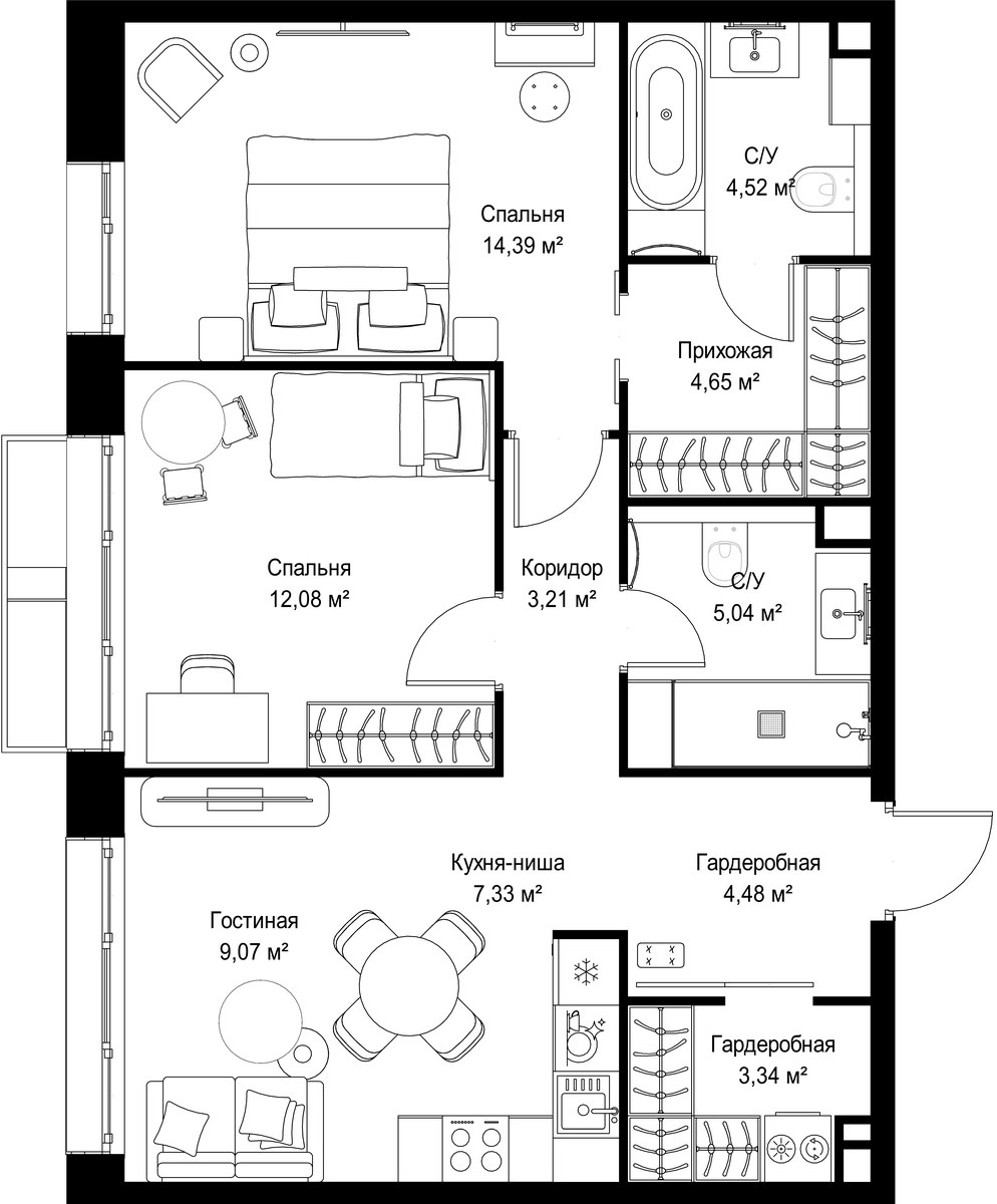 Планировка 68.17 м²