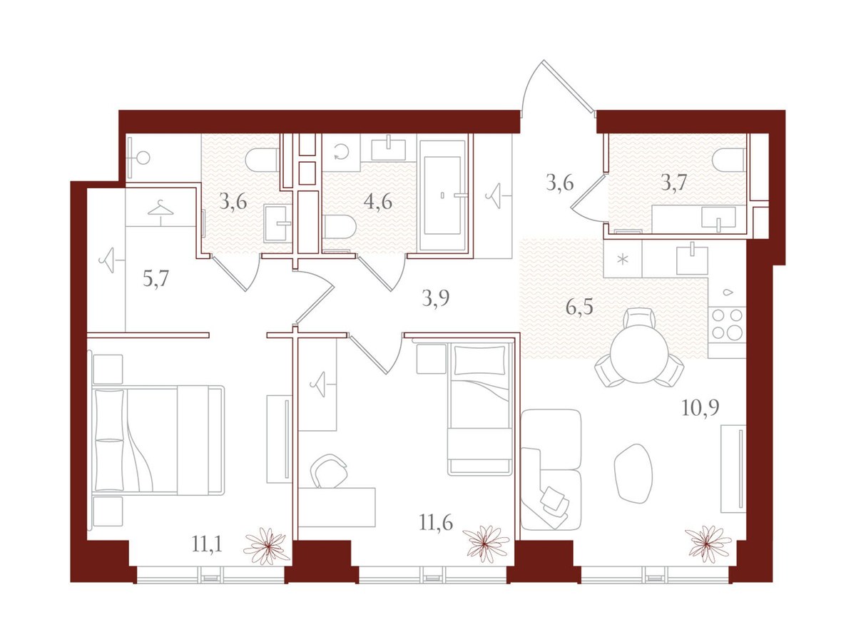 Планировка 65.2 м²