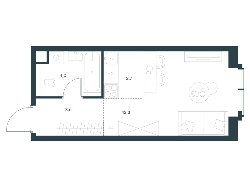 Планировка 23.6 м²