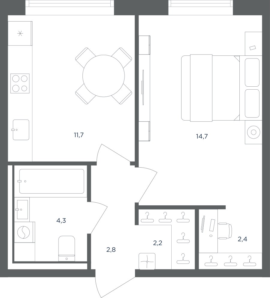 Планировка 38.1 м²