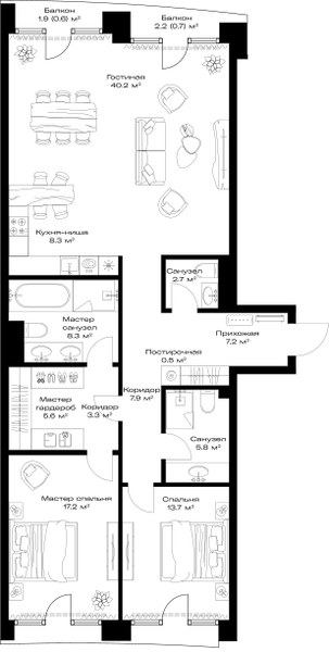 Планировка 122.0 м²