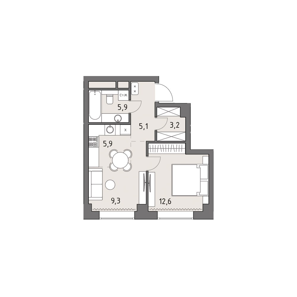 Планировка 42.0 м²