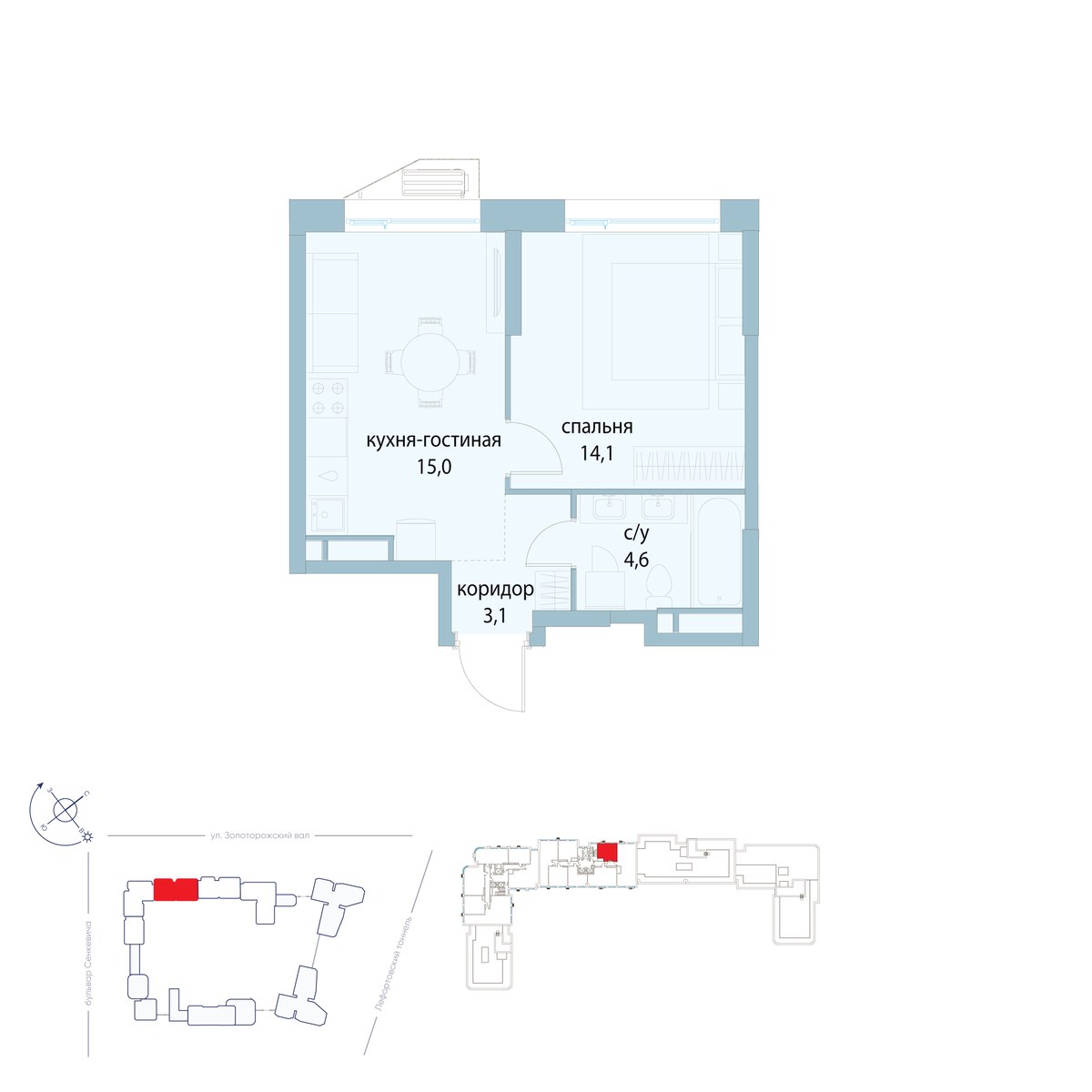 Планировка 36.8 м²