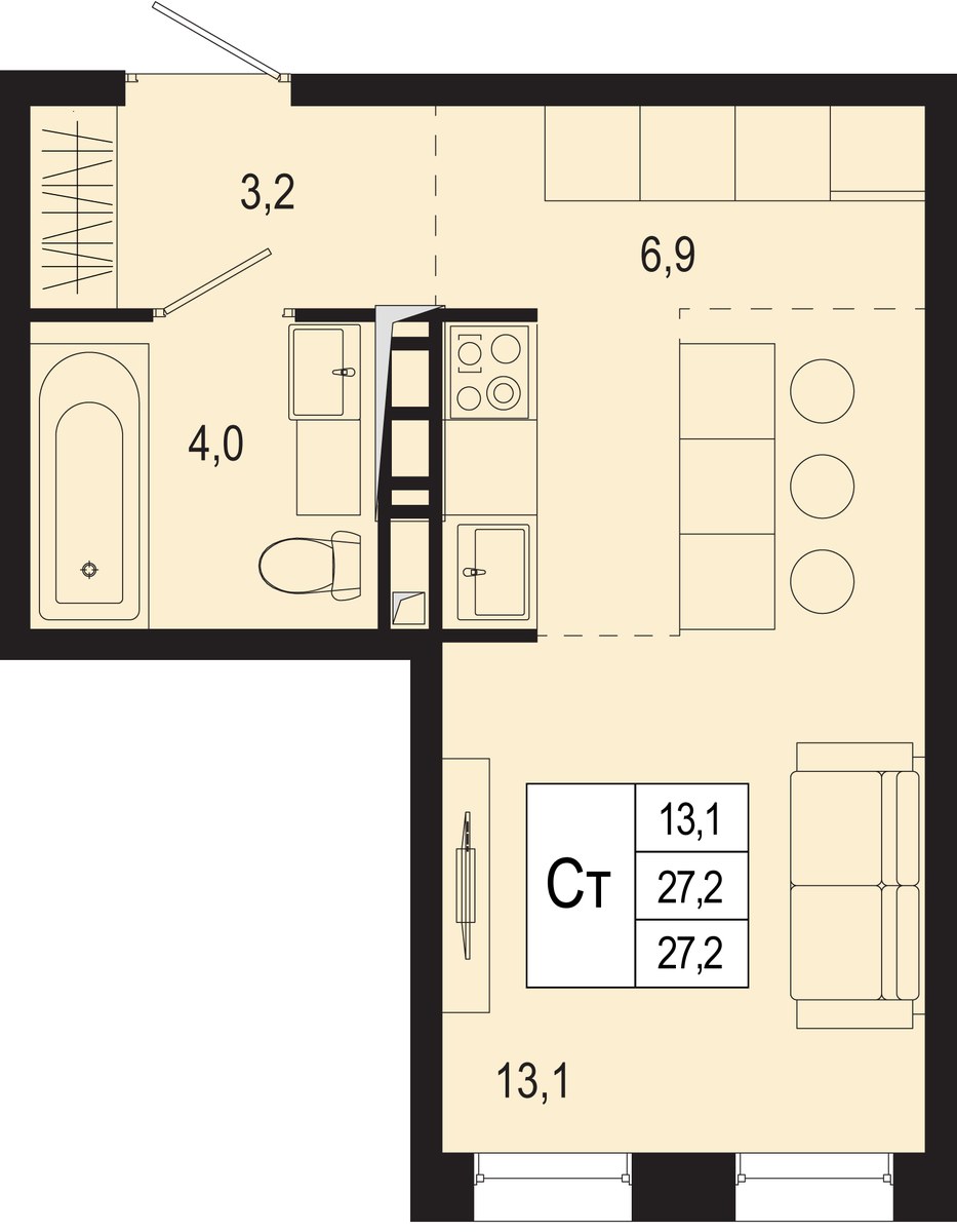 Планировка 27.2 м²