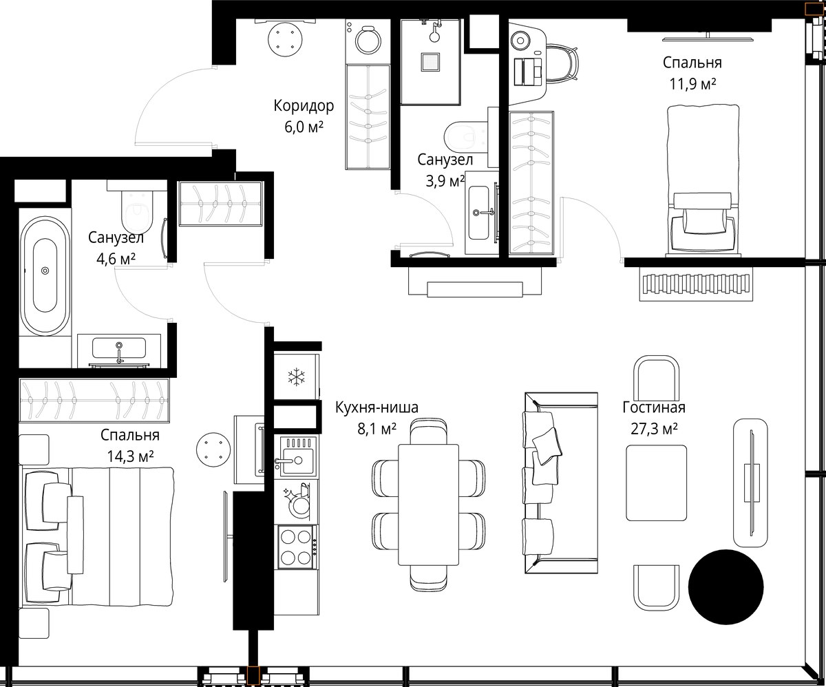 Планировка 76.1 м²