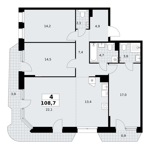Планировка 108.7 м²