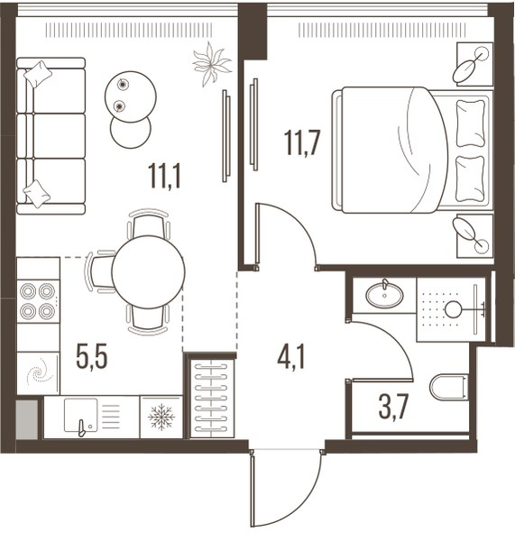 Планировка 36.1 м²