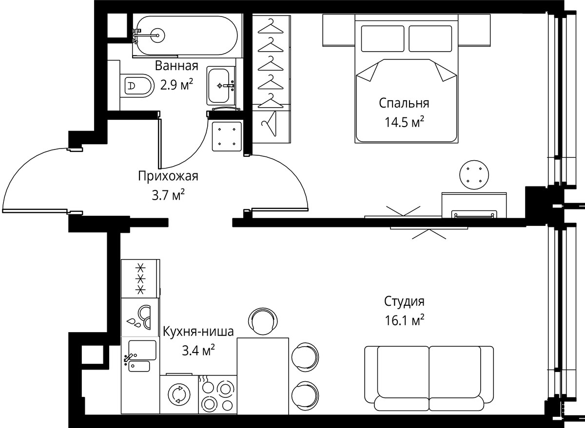 Планировка 40.6 м²