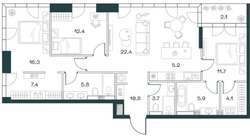 Планировка 108.7 м²