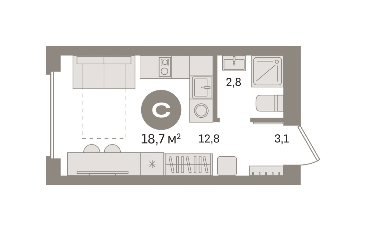Планировка 18.66 м²