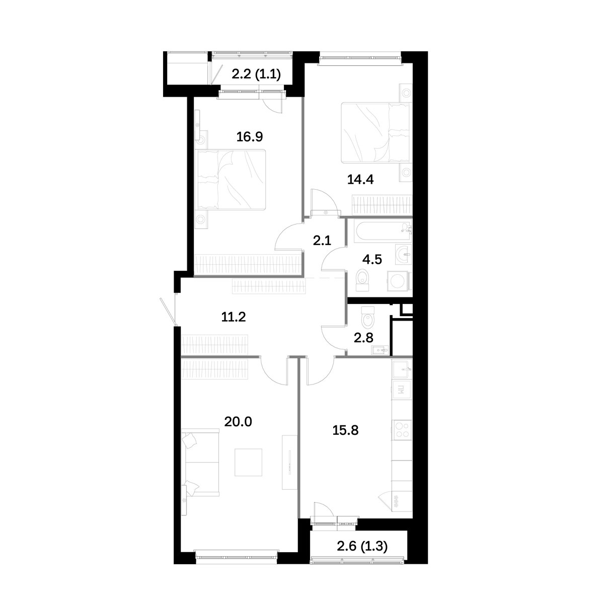 Планировка 89.2 м²