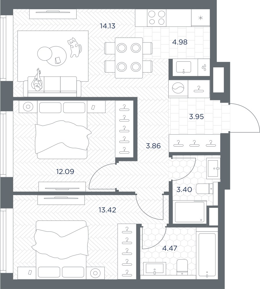 Планировка 60.3 м²