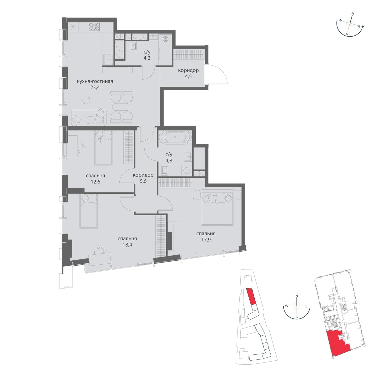 Планировка 91.4 м²