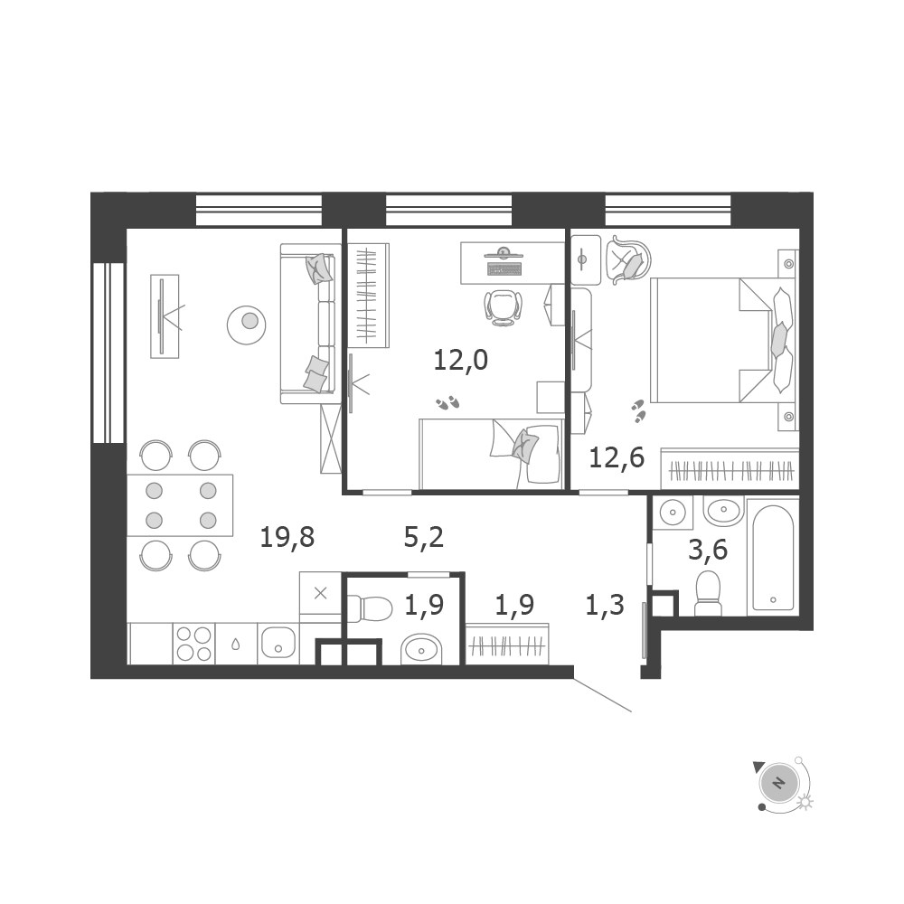 Планировка 58.3 м²