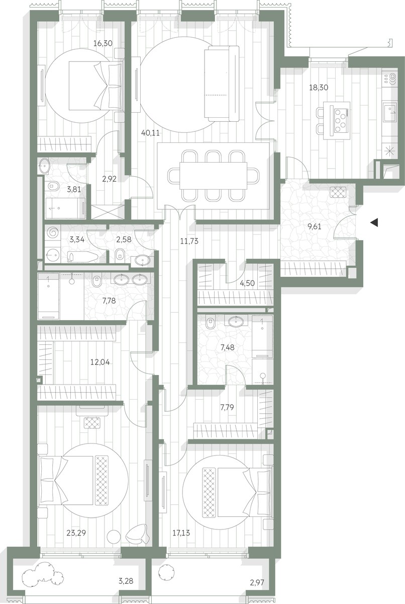 Планировка 194.95 м²
