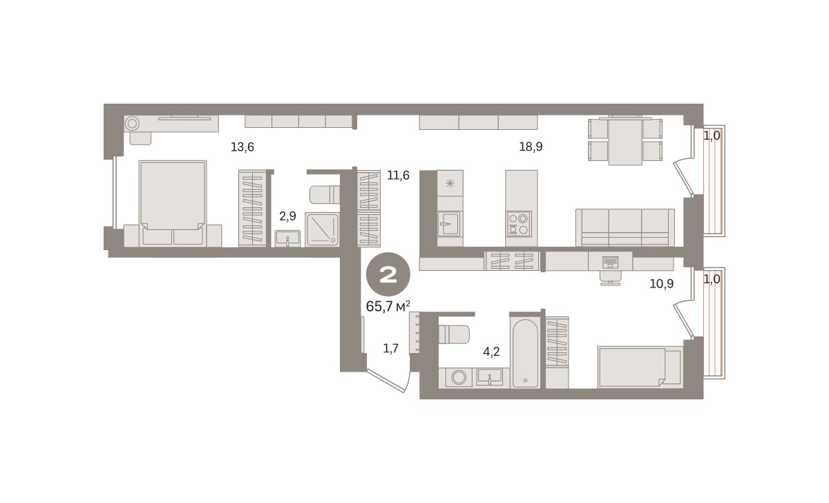 Планировка 65.71 м²