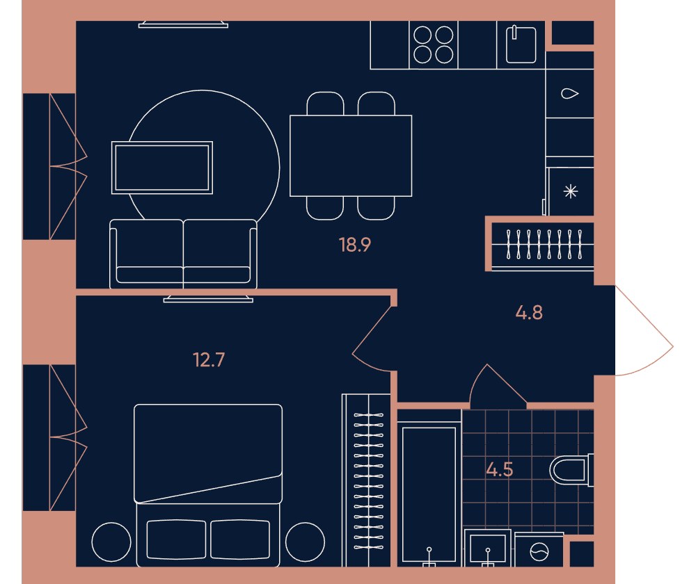Планировка 40.9 м²