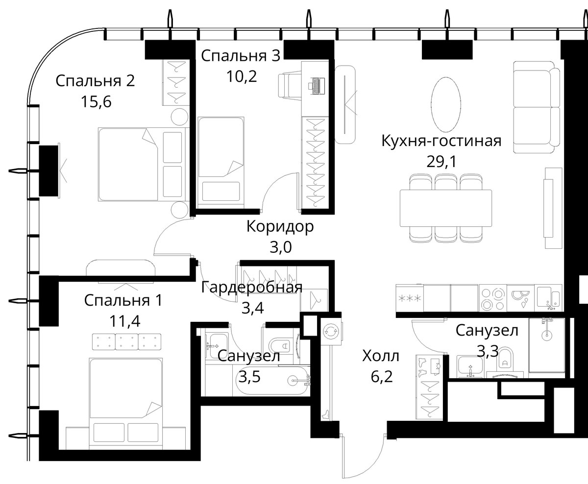 Планировка 85.7 м²