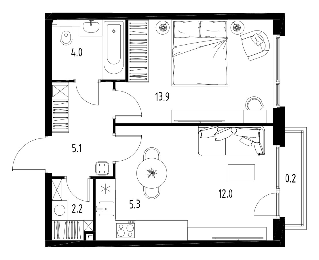 Планировка 42.4 м²