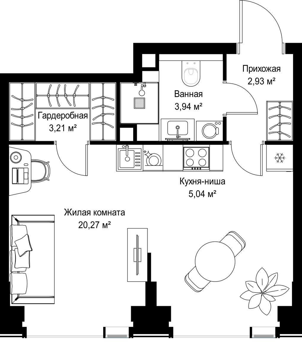 Планировка 35.39 м²
