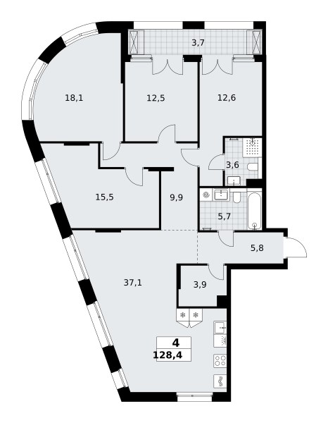 Планировка 128.4 м²