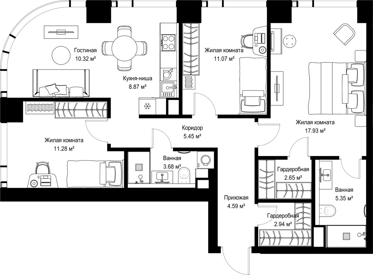 Планировка 84.13 м²