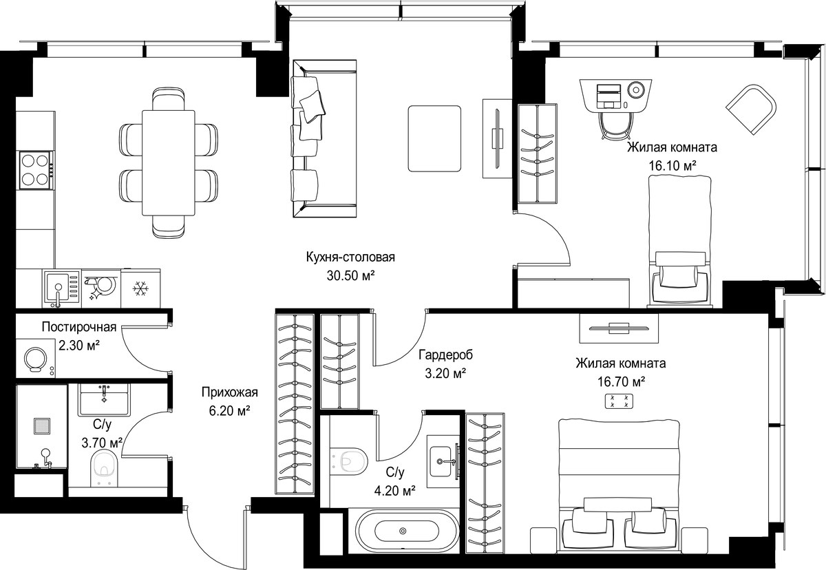 Планировка 82.9 м²
