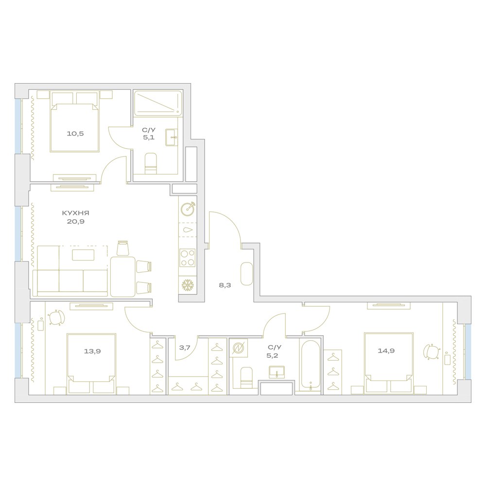 Планировка 82.3 м²