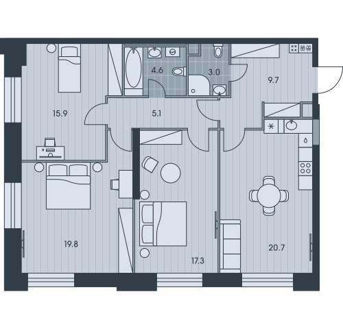 Планировка 96.1 м²