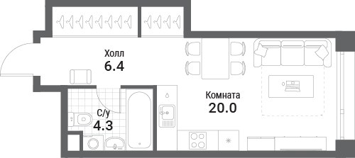 Планировка 30.7 м²