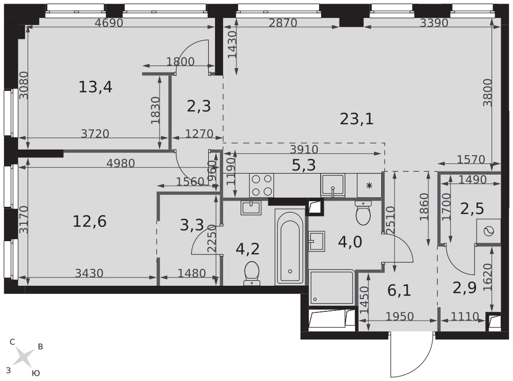 Планировка 79.7 м²