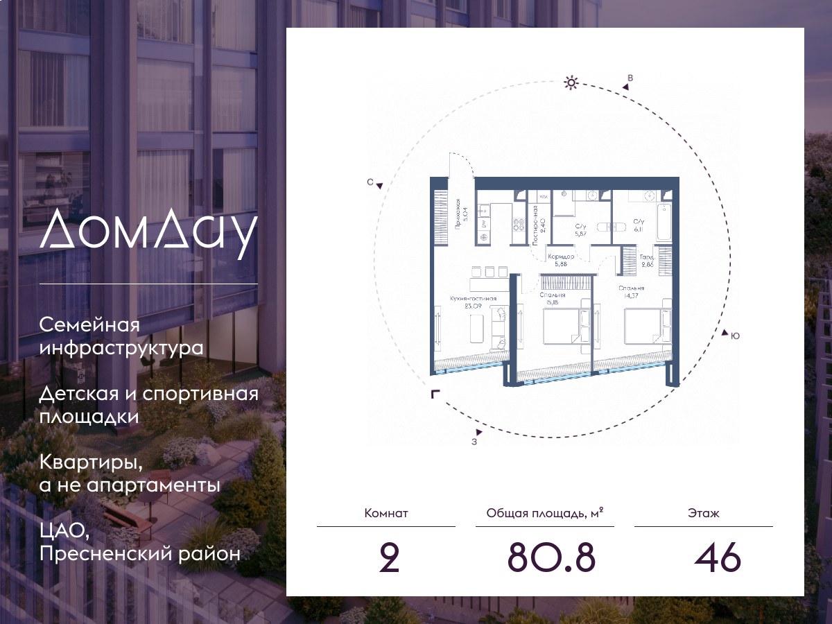 Планировка 80.8 м²