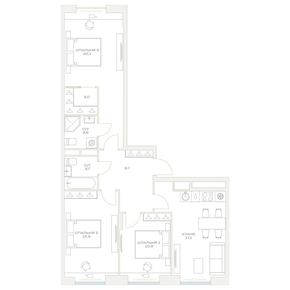 Планировка 84.4 м²