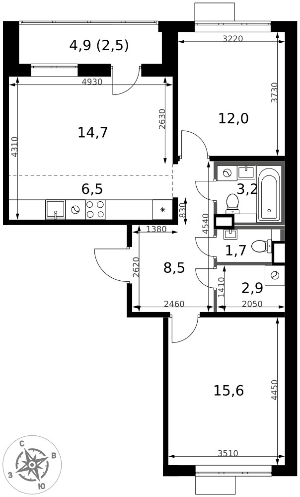 Планировка 67.6 м²