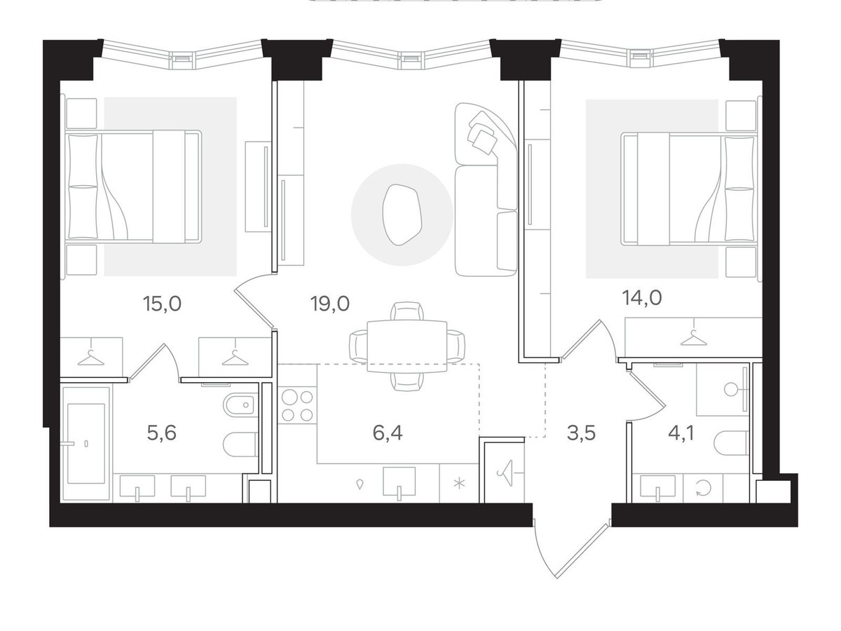 Планировка 67.6 м²