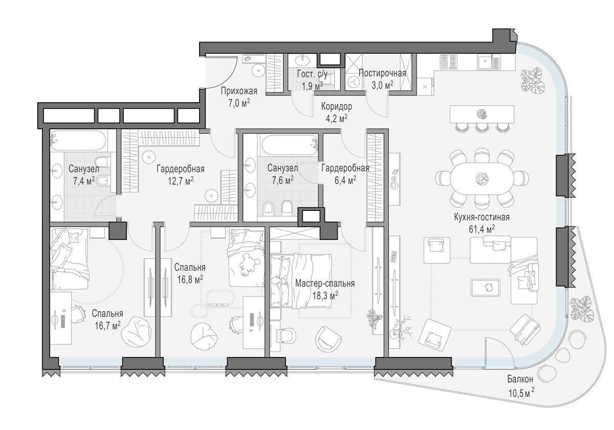 Планировка 166.4 м²
