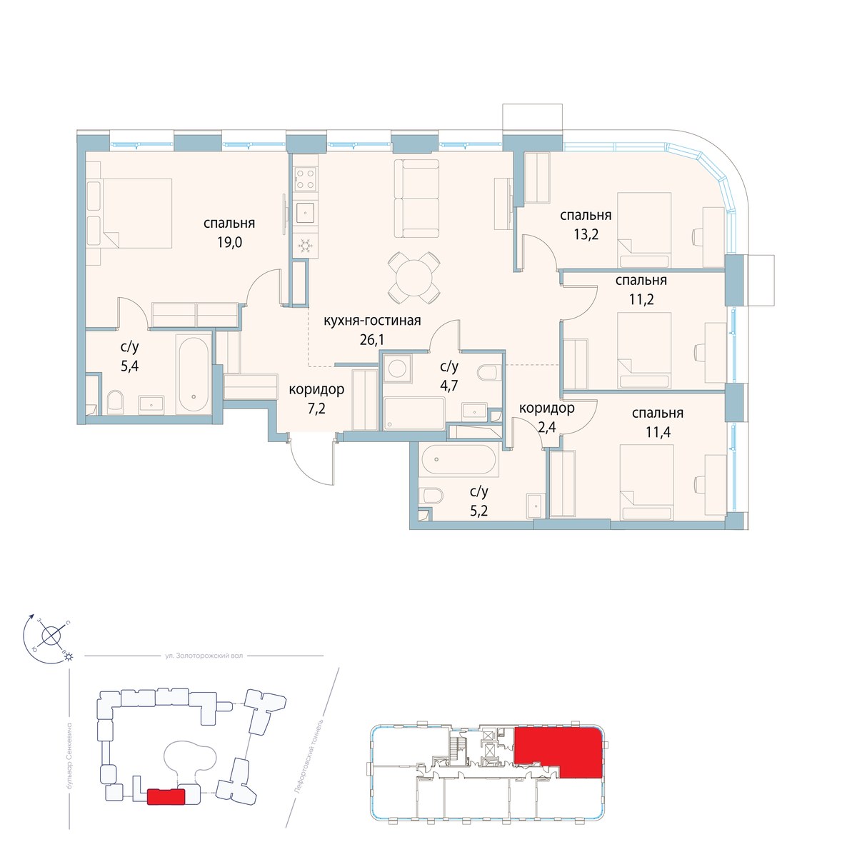 Планировка 105.8 м²