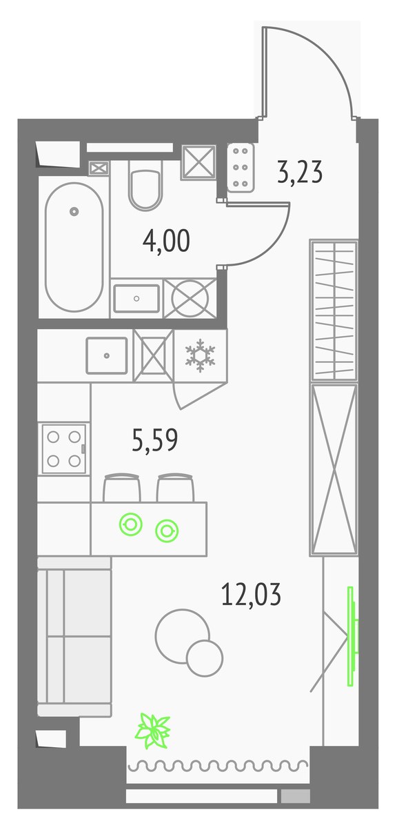 Планировка 24.85 м²