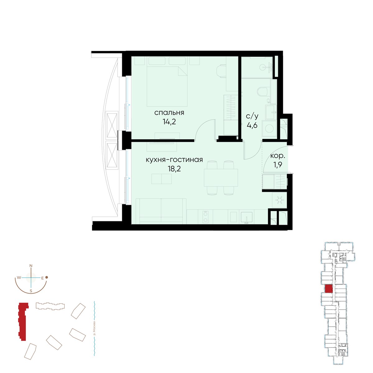 Планировка 38.9 м²