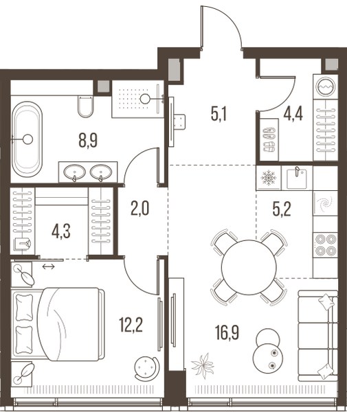 Планировка 59.0 м²
