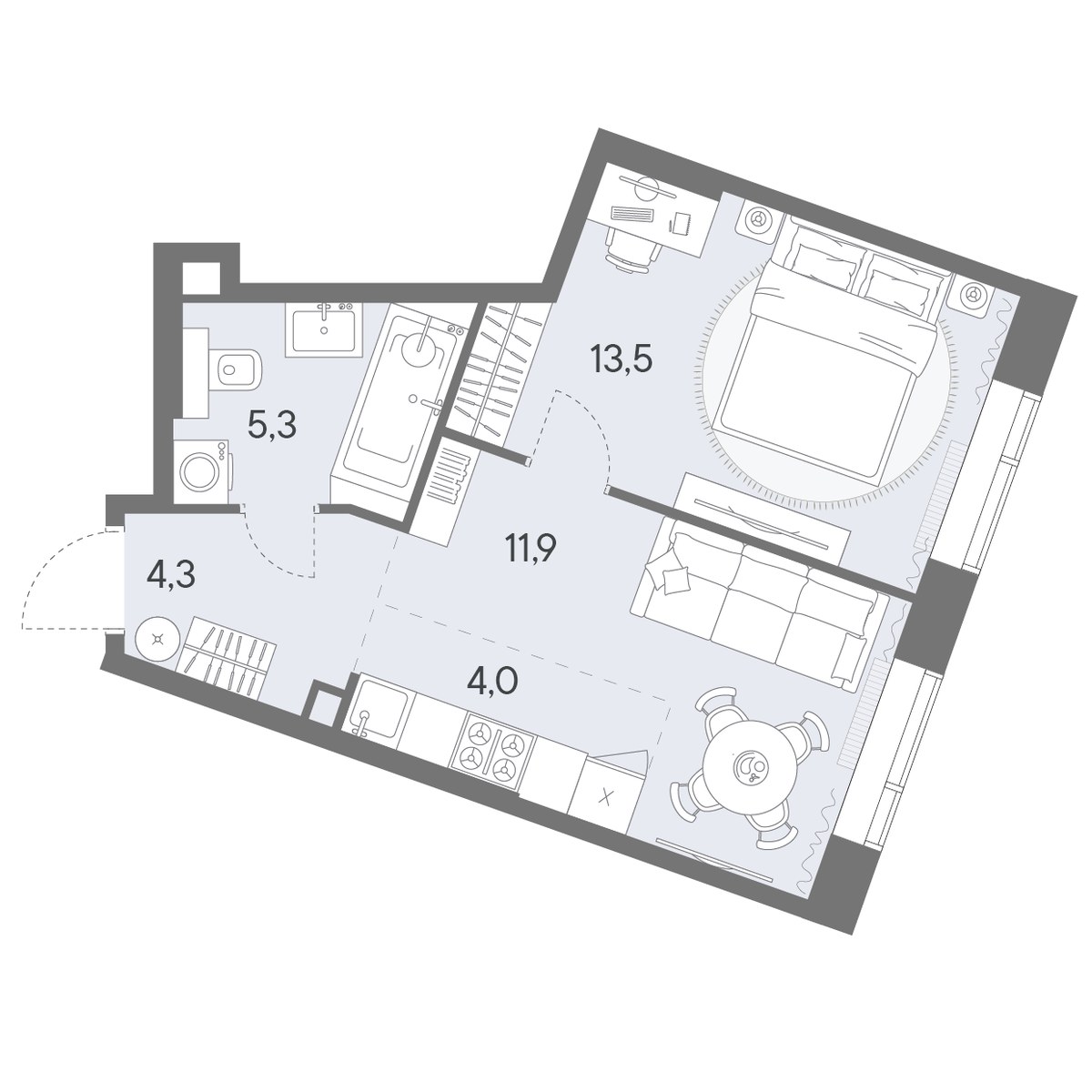 Планировка 39.0 м²