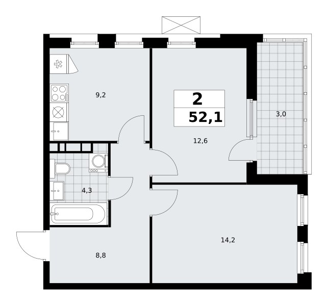 Планировка 52.1 м²