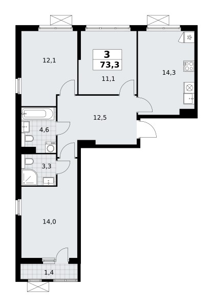 Планировка 73.1 м²