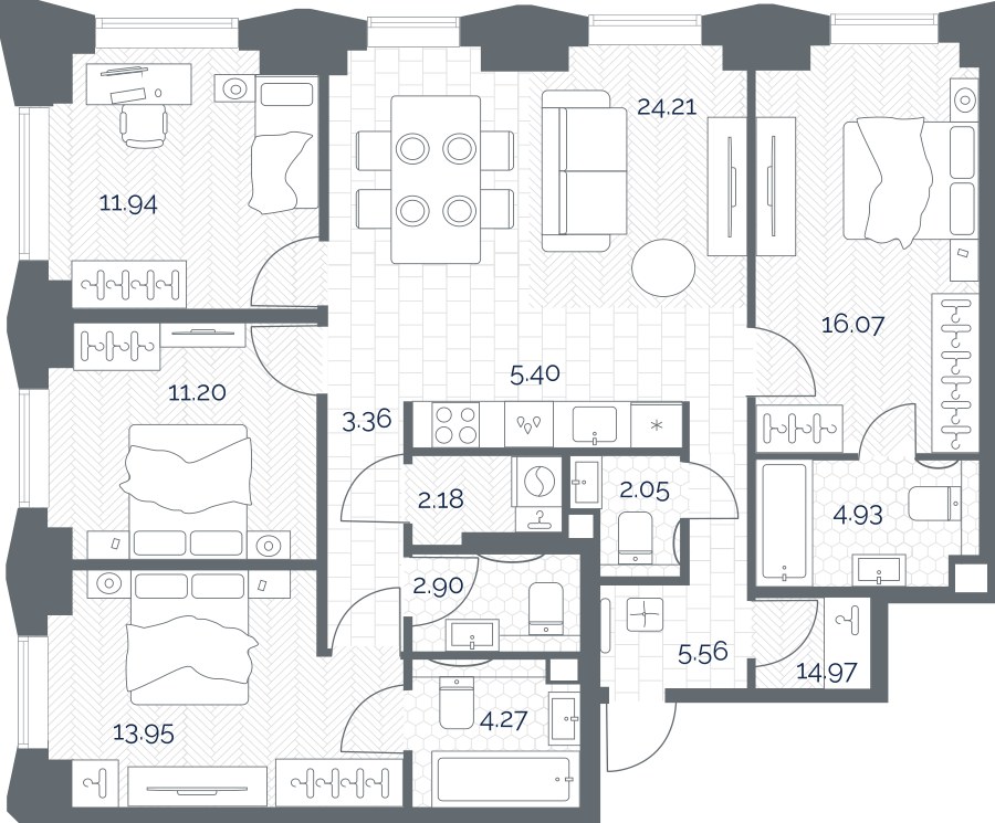 Планировка 109.93 м²